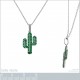 Pendentif Cactus en Argent 925 rhodié et Oxydes Zirconium verts