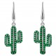 Boucles d'oreilles Cactus en Argent 925 rhodié et Oxydes Zirconium verts