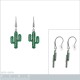 Boucles d'oreilles Cactus en Argent 925 rhodié et Oxydes Zirconium verts