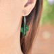 Boucles d'oreilles Cactus en Argent 925 rhodié et Oxydes Zirconium verts