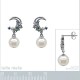 Boucles d'oreilles Lune en Argent 925 rhodié, Perle d'imitation et Oxydes Zirconium