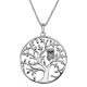 Pendentif Hibou Arbre de Vie en Argent 925 rhodié et Oxydes Zirconium