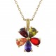 Pendentif Fleur Plaqué or 18 carats et Oxydes de Zirconium multicolores