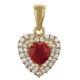 Pendentif Coeur Rubis, Plaqué or 18 carats et Oxydes de Zirconium