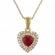 Pendentif Coeur Rubis, Plaqué or 18 carats et Oxydes de Zirconium