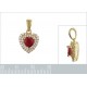 Pendentif Coeur Rubis, Plaqué or 18 carats et Oxydes de Zirconium