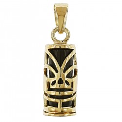 Pendentif Tiki Plaqué or 18 carats et Onyx synthétique