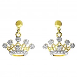 Boucles d'oreilles Couronne Plaqué Or 18 carats et Oxydes Zirconium