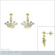 Boucles d'oreilles Couronne Plaqué Or 18 carats et Oxydes Zirconium