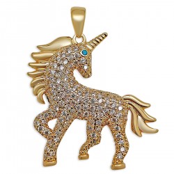 Pendentif Licorne Plaqué or 18 carats et Oxydes de Zirconium