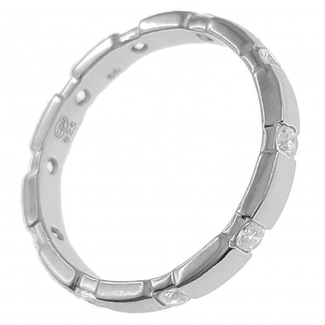 Bague alliance en Argent 925 rhodié et Oxydes Zirconium