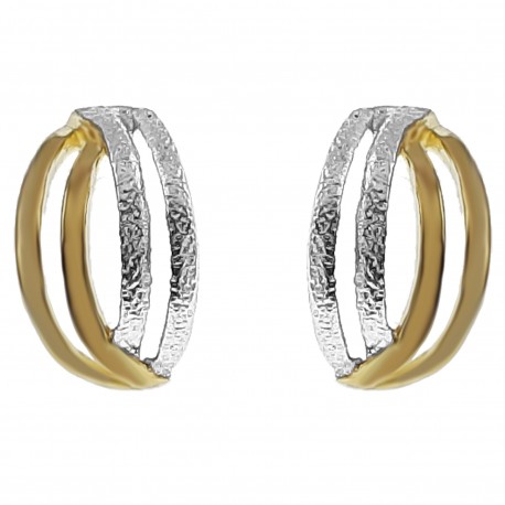 Boucles d'oreilles Plaqué Or 18 carats bicolore