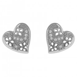 Boucles d'oreilles Coeur en Argent 925 rhodié et Oxydes Zirconium