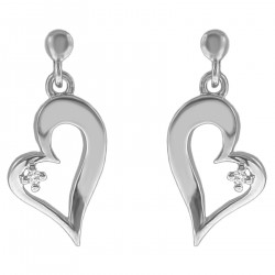 Boucles d'oreilles Coeur  en Argent 925 rhodié et Oxyde Zirconium