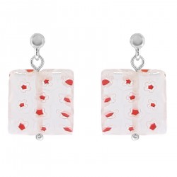 Boucles d'oreilles en Argent 925 et carré de verre