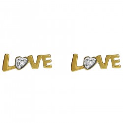 Boucles d'oreilles Love Plaqué Or 18 carats et Oxyde Zirconium