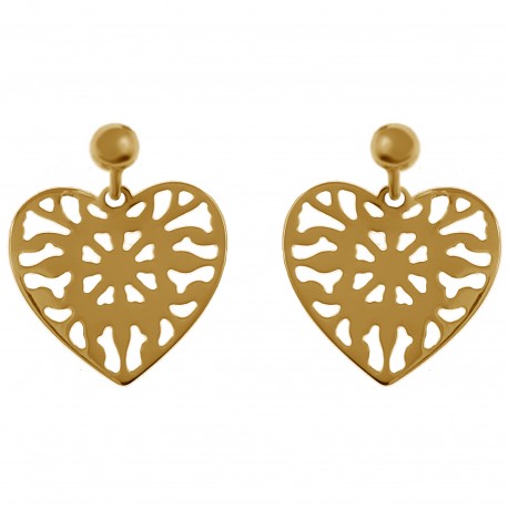 Boucles d'oreilles Coeur Plaqué Or 18 carats