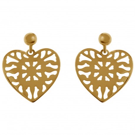 Boucles d'oreilles Coeur Plaqué Or 18 carats