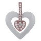 Pendentif Coeur Plaqué or rose 18 carats, Céramique blanche et Oxydes de Zirconium