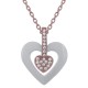 Pendentif Coeur Plaqué or rose 18 carats, Céramique blanche et Oxydes de Zirconium