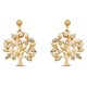 Boucles d'oreilles Arbre de Vie Plaqué Or 18 carats et Oxydes Zirconium
