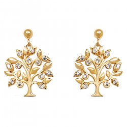 Boucles d'oreilles Arbre de Vie Plaqué Or 18 carats et Oxydes Zirconium