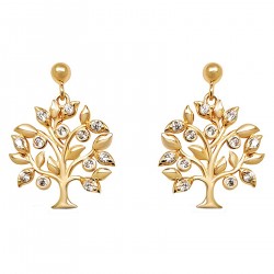 Boucles d'oreilles Arbre de Vie Plaqué Or 18 carats et Oxydes Zirconium