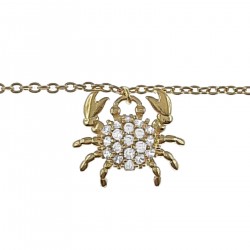 Bracelet de cheville Crabe Plaqué Or 18 carats et Oxydes Zirconium