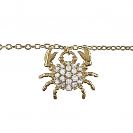 Bracelet de cheville Crabe Plaqué Or 18 carats et Oxydes Zirconium