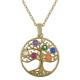 Pendentif Arbre de Vie Plaqué or 18 carats et Oxydes de Zirconium multicolores