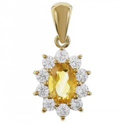 Pendentif Plaqué or 18 carats, Citrine et Oxydes de Zirconium