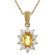 Pendentif Plaqué or 18 carats, Citrine et Oxydes de Zirconium