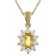 Pendentif Plaqué or 18 carats, Citrine et Oxydes de Zirconium