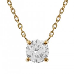 Collier Solitaire Plaqué Or 18 carats et Oxyde Zirconium