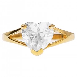 Bague Coeur Plaqué Or 18 carats et Oxyde Zirconium