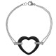 Bracelet Coeur en Acier Inoxydable, Céramique noire et Zirconium - Longueur 19cm