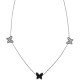 Collier Papillons en Argent 925 rhodié et Oxydes Zirconium noirs et blancs