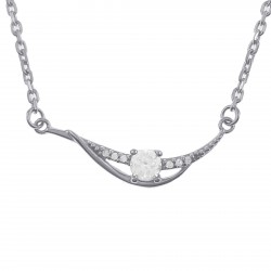 Collier en Argent 925 rhodié et Oxyde Zirconium - Longueur 45cm