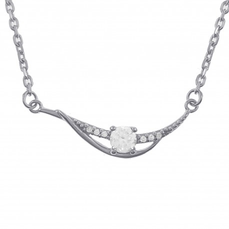 Collier en Argent 925 rhodié et Oxyde Zirconium - Longueur 45cm