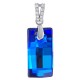 Pendentif en Argent 925 rhodié, Cristal Swarovski® Bleu Bermude et Zirconium