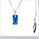 Pendentif en Argent 925 rhodié, Cristal Swarovski® Bleu Bermude et Zirconium