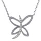 Collier Papillon en Argent 925 rhodié et Oxydes Zirconium - Longueur 45cm