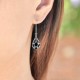 Boucles d'oreilles en Argent 925 et Résine noire