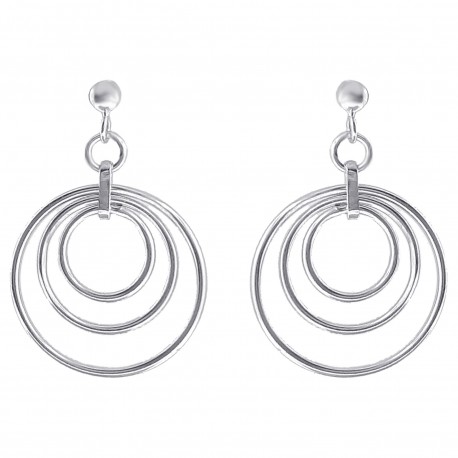 Boucles d'oreilles 3 anneaux en Argent 925 rhodié