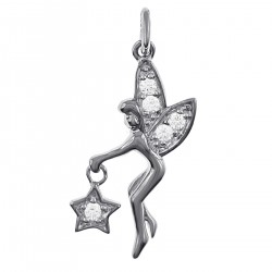 Pendentif Fée en Argent 925 rhodié et Oxydes Zirconium