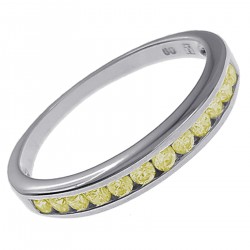 Bague en Argent 925 rhodié et Oxydes Zirconium jaunes