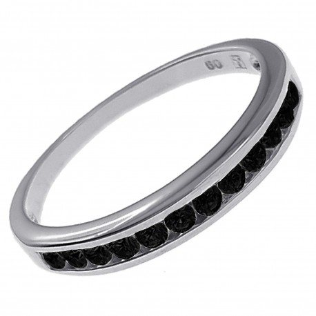 Bague en Argent 925 rhodié et Oxydes Zirconium noirs