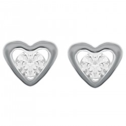 Boucles d'oreilles Coeur en Argent 925 rhodié et Swarovski® Zirconia