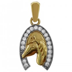 Pendentif Fer à cheval Plaqué or 18 carats et Oxydes de Zirconium