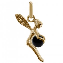 Pendentif Fée Plaqué or 18 carats et Onyx